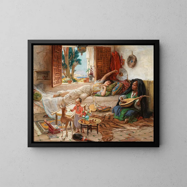 En eftermiddag i Alger - Frederick Arthur Bridgman — inramlat konstverk på väggen