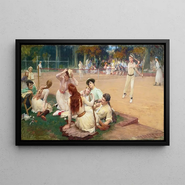 tennisklubb på gräsmatta - Frederick Arthur Bridgman — inramlat konstverk på väggen