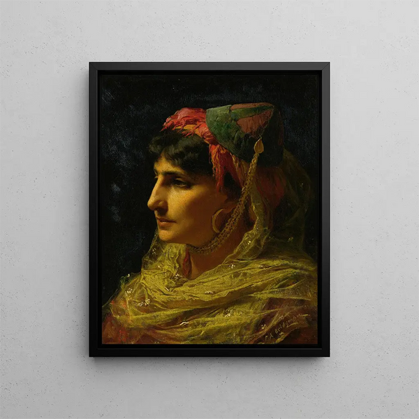Portrait av en kvinna - Frederick Arthur Bridgman — inramlat konstverk på väggen