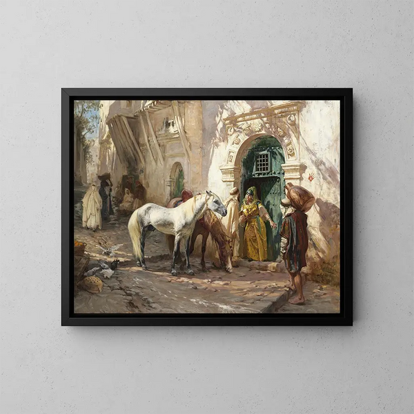 Scen taget i Marocko - Frederick Arthur Bridgman — inramlat konstverk på väggen