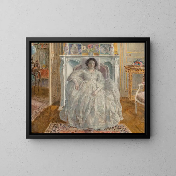 La Robe blanche - Frederick Carl Frieseke — inramlat konstverk på väggen