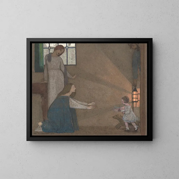 Studie för L'Enfant perdu - Frederick Cayley Robinson — inramlat konstverk på väggen