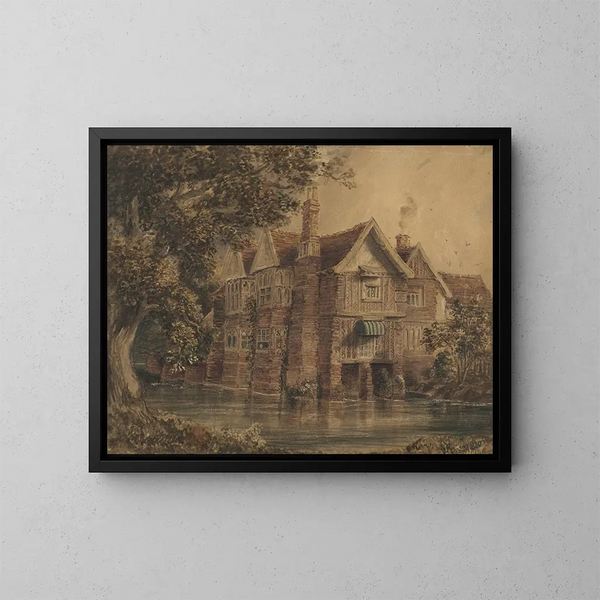 den gamla Farnham Hall, Suffolk - Frederick George Reynolds — inramlat konstverk på väggen