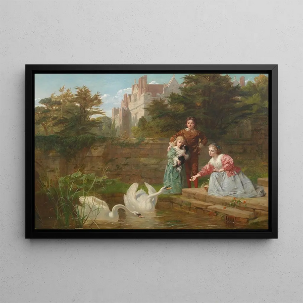 att mata svanarna - Frederick Goodall — inramlat konstverk på väggen