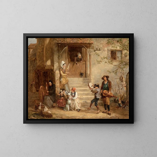 Les troubadours Un sou pour une chanson - Frederick Goodall — inramlat konstverk på väggen