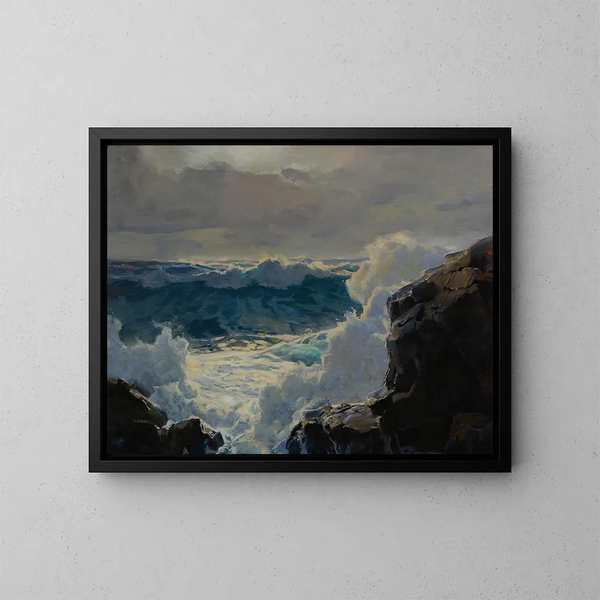 Vågorna som bryts - Frederick Judd Waugh — inramlat konstverk på väggen