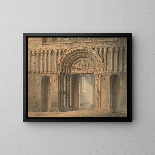 La porte ouest de la cathédrale de Rochester, Kent - Frederick Mackenzie — inramlat konstverk på väggen