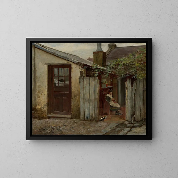 Flicka med en fågel vid bageriet på King Street - Frederick McCubbin — inramlat konstverk på väggen