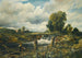Landskapsmålning med flod och figurer i en båt nära en sluss - Frederick Waters Watts — vy av konstverket