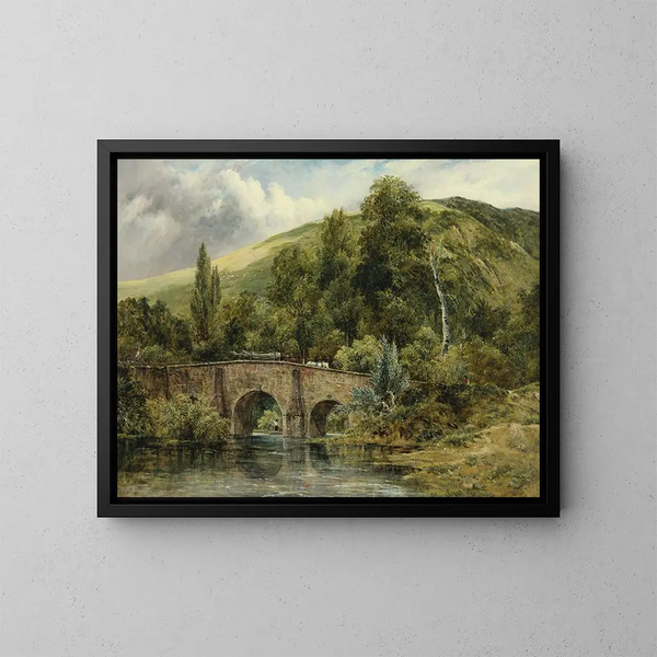 Le pont de Fingle sur la rivière Teign, Devon oriental - Frederick Waters Watts — inramlat konstverk på väggen