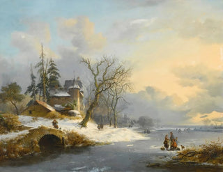 Frederik Marinus Kruseman - Winter Landscape With Strollers And Skaters.webp