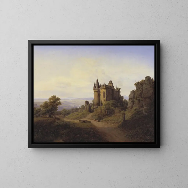 Le château de Bresheim au bord de la rivière Eifel - Frederik Sødring — inramlat konstverk på väggen
