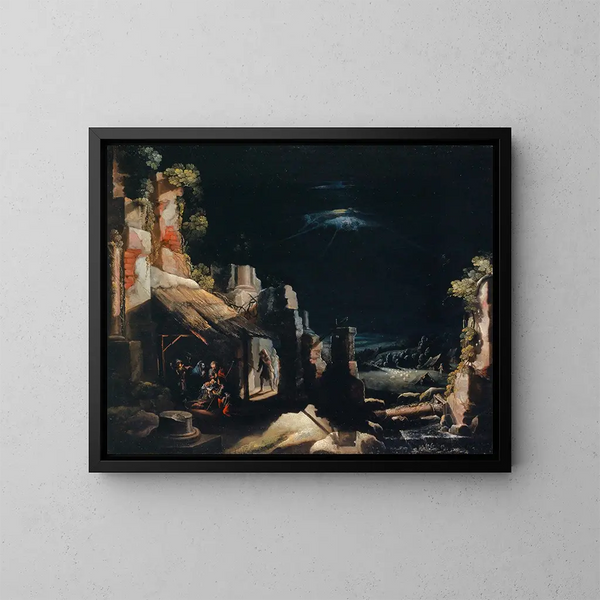L'Adoration des bergers - Frederik van Valckenborch — inramlat konstverk på väggen