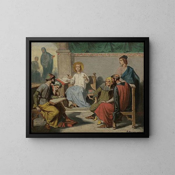 Le Christ au temple - Ecole Française — inramlat konstverk på väggen