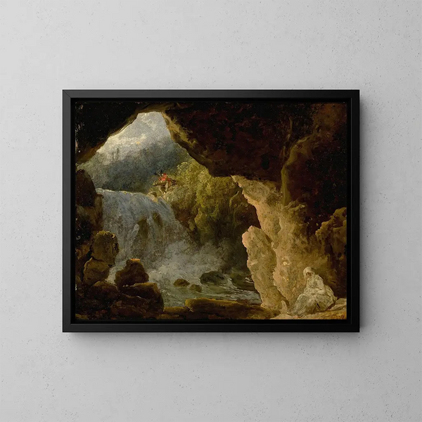 La grotte de Neptune à Tivoli - Ecole Française — inramlat konstverk på väggen