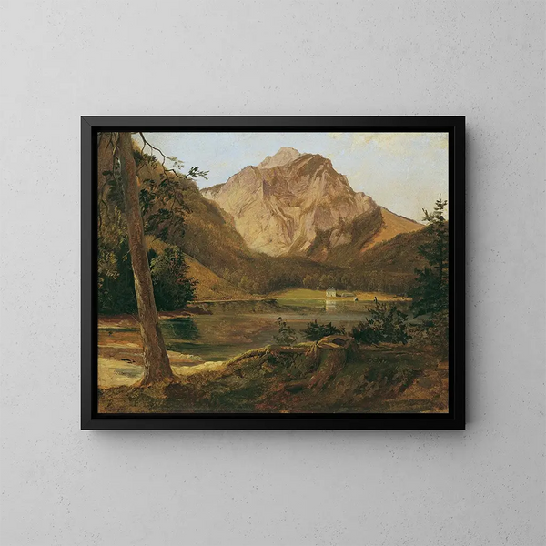 Le lac Langbathsee avant avec le massif du Höllengebirge - Friedrich August Matthias Gauermann — inramlat konstverk på väggen
