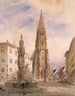 Vue de la cathédrale depuis la fontaine aux poissons - Friedrich Eibner — vy av konstverket