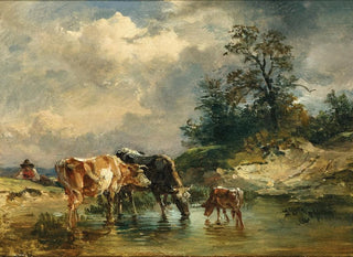 Friedrich Gauermann - Cows near a Watering Place.webp