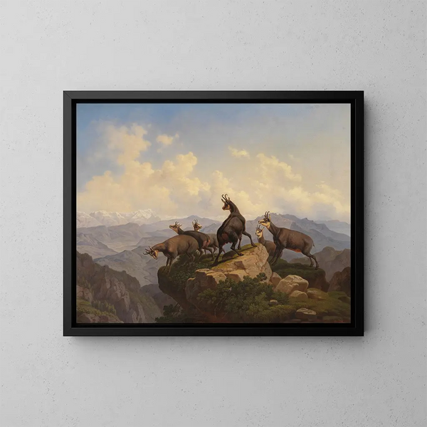 Chamois i Karwendel - Friedrich Hohe — inramlat konstverk på väggen