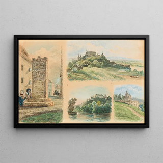 Friedrich Loos - A view of Maribor the Roman monument in Pettau Oberpettau castle Seckau castle.webp