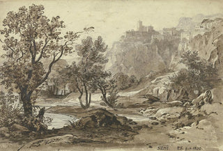 Friedrich Salath - Ansicht von Nemi im Vordergrund der Nemisee.webp