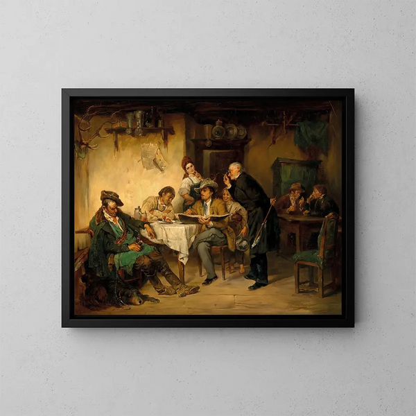 En målare i en taverna - Friedrich von Keller — inramlat konstverk på väggen