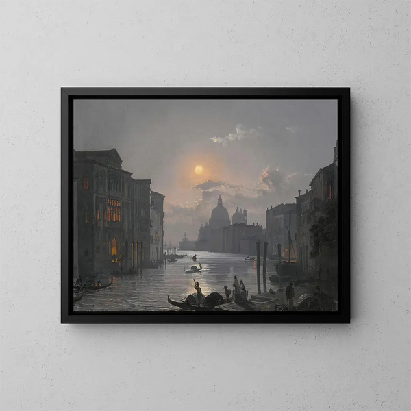 Venise, vy över Grand Canal med Palazzo Cavalli-Franchetti och Santa Maria della Salute - Friedrich von Nerly — inramlat konstverk på väggen