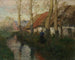 En flod i Normandie med en kvinna som bär vatten - Frits Thaulow — vy av konstverket