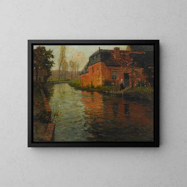 En vy över floden La Varenne - Frits Thaulow — inramlat konstverk på väggen
