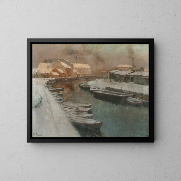 Canal en hiver - Frits Thaulow — inramlat konstverk på väggen