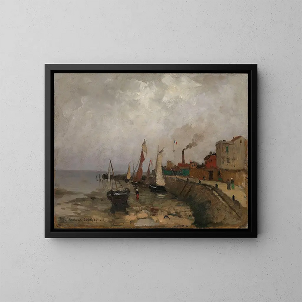 Port franska Le Havre - Frits Thaulow — inramlat konstverk på väggen