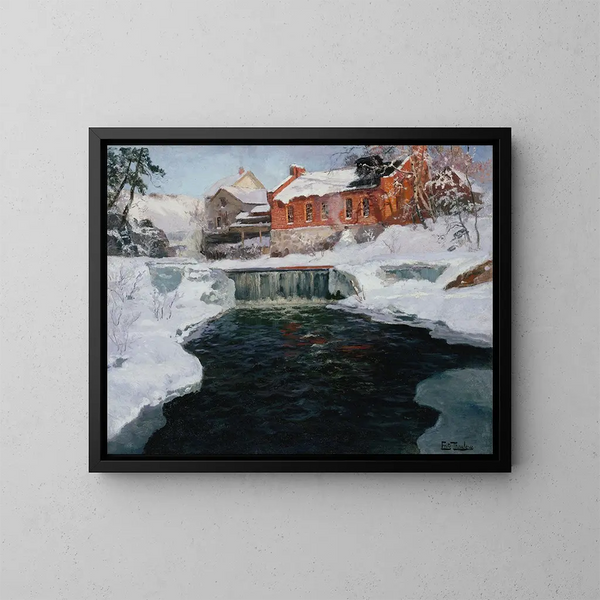 La nouvelle fabrique de Lillehammer - Frits Thaulow — inramlat konstverk på väggen