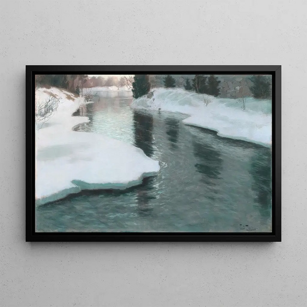 smältande snö - Frits Thaulow — inramlat konstverk på väggen