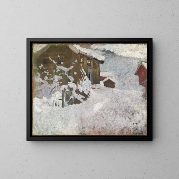norsk vinter - Frits Thaulow — inramlat konstverk på väggen