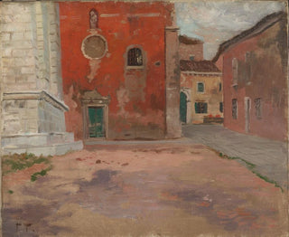 Frits Thaulow - Red Church Wall in Venice.webp