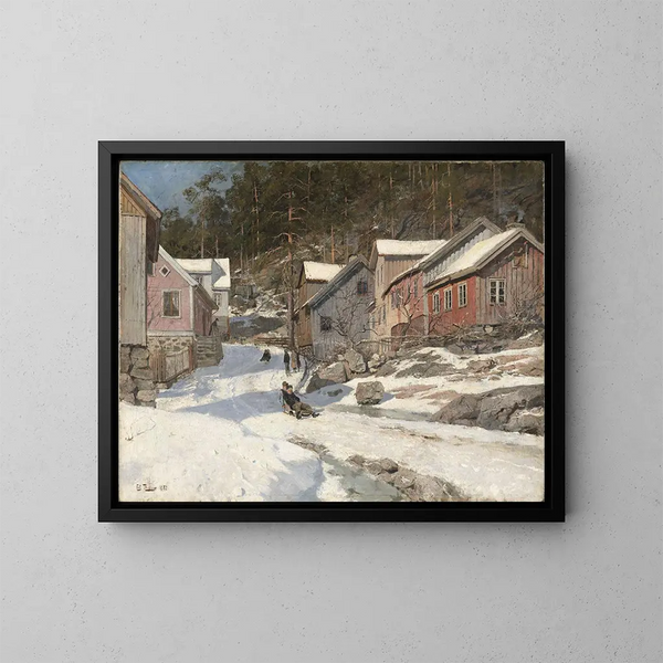 Rue à Krager - Frits Thaulow — inramlat konstverk på väggen