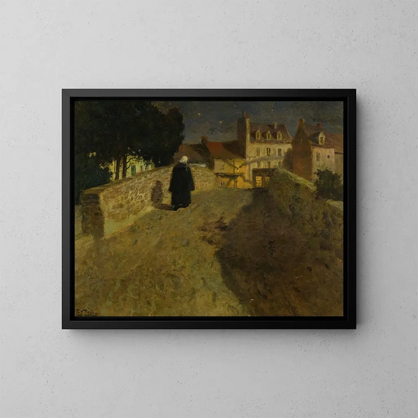 Vers le Pont Lovignon, Pont Fleuri à Quimperlé - Frits Thaulow — inramlat konstverk på väggen