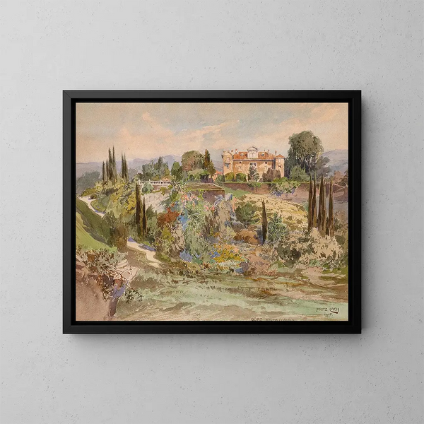 Vue du château de Cronberg au palais Coronini à Goritz - Fritz Lach — inramlat konstverk på väggen