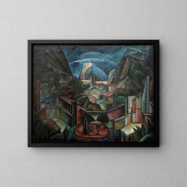 Landskap kubo-futuristisk - Fritz Stuckenberg — inramlat konstverk på väggen