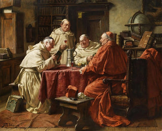 Fritz Wagner - Kardinal mit Mnchen in einer Klosterbibliothek.webp