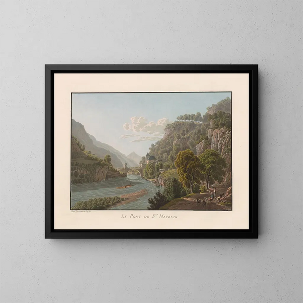 Le Pont de Saint-Maurice - Gabriel Lory den Yngre — inramlat konstverk på väggen