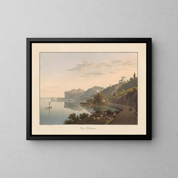 Vue d'Arona - Gabriel Lory le Jeune — inramlat konstverk på väggen