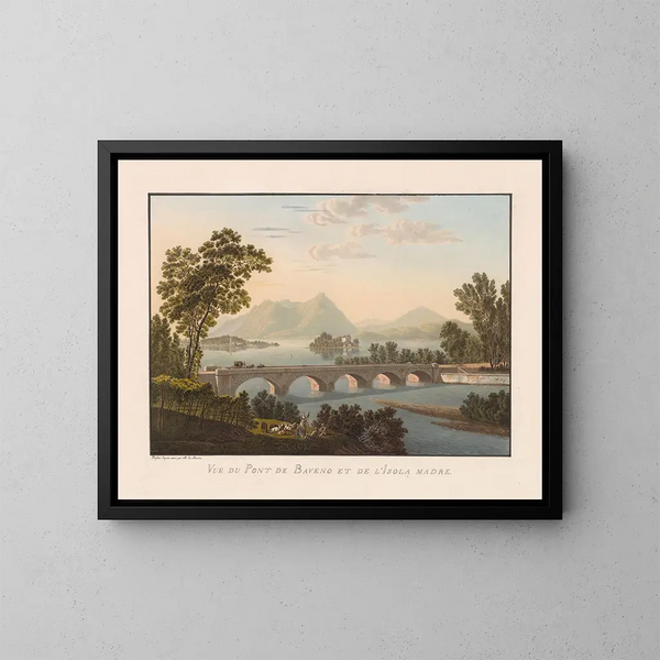 Vue du pont de Baveno et de l'Isola Madre - Gabriel Lory le Jeune — inramlat konstverk på väggen