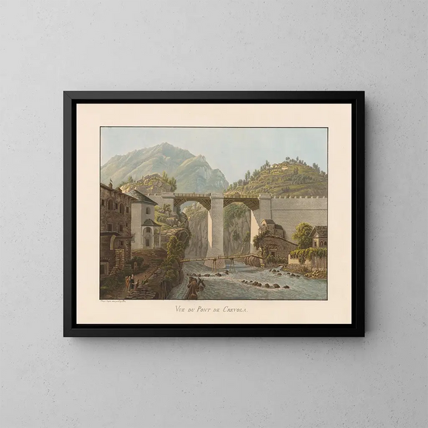 Vue du pont de Crevola - Gabriel Lory le Jeune — inramlat konstverk på väggen