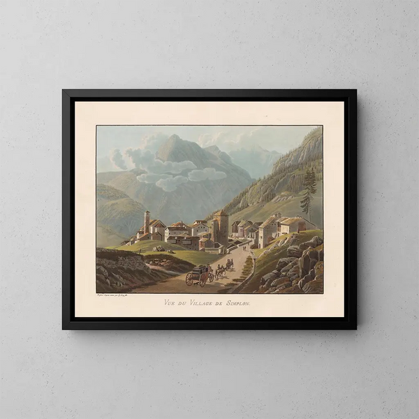 Vue du village de Simplon - Gabriel Lory le Jeune — inramlat konstverk på väggen