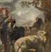 pojke herde med får och getter - Jan Baptist Weenix — visat i en interiör