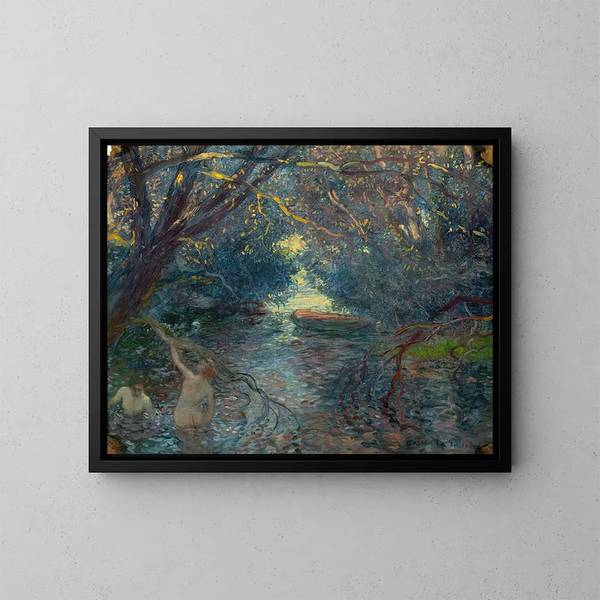 Baignade dans le bassin en canoë - Gaston La Touche — inramlat konstverk på väggen