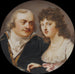 Georg J. Skjoldebrand 1761-1816, överste, sa syster Maria Elisabeth 1763-1842 - Johann Dominik Bossi — visat i en interiör