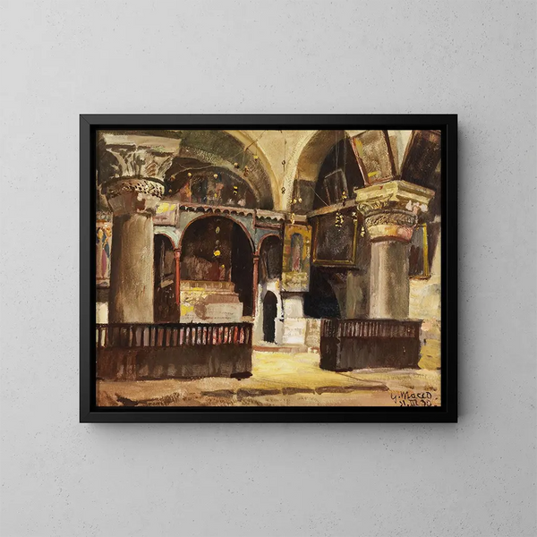 Vue sur la chapelle Hélène de l'Église du Saint-Sépulcre - Georg Macco — inramlat konstverk på väggen