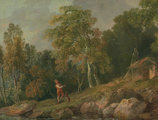 George Barret - Wooded Landscape with a Boy and his Dog.webp
